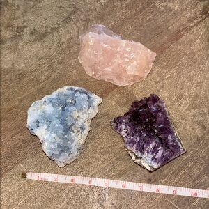 Set of Three Natural Crystal Stones